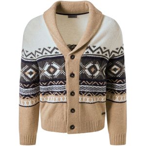 PIERRE CARDIN Gebreid vest  camel / marine / antraciet / wolwit