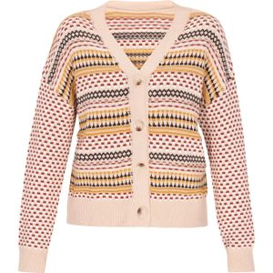 ebeeza Gebreid vest  crème / roestbruin / donkergeel / zwart