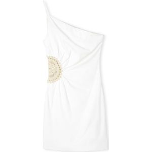 Ipekyol Jurk 'Crochet Appliqué'  beige / wit