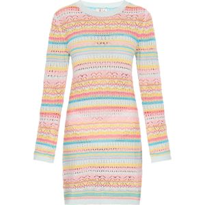 IZIA Gebreide jurk 'Festival'  turquoise / lichtoranje / rosé / wit