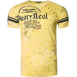 Rusty Neal - T-shirt - Met Knoopjes aan de Zijkant - Logo-print