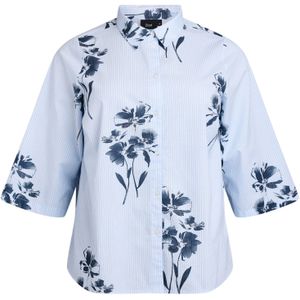 Zizzi Blouse 'Evarsha'  navy / lichtblauw / wit