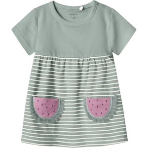 NAME IT Jurk 'NBFJABELLE'  basaltgrijs / oudroze / zwart / wit