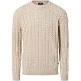 FYNCH-HATTON - Gebreide Trui - New Offwhite - Met Kabelmotief en Wol