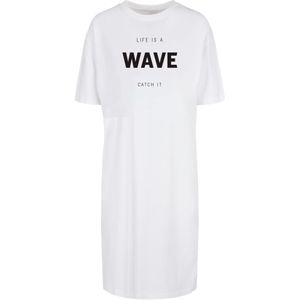 Merchcode Jurk 'Summer - Life is a wave'  zwart / wit