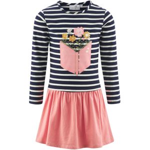 happy girls Jurk  navy / kiwi / oudroze / wit