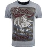 T-shirt - Vintage Adelaarprint - Katoenmix - Regular Fit
