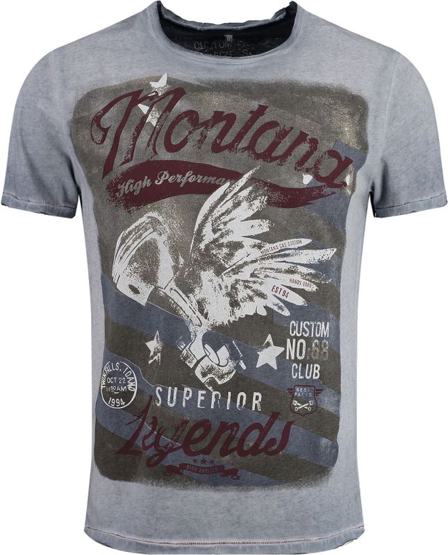 T-shirt - Vintage Adelaarprint - Katoenmix - Regular Fit