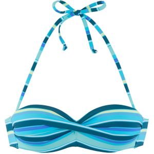 Look - Gestreept - Bikinitop - Turquoise - Gewatteerde Cups