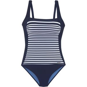 Beenlijn - Badpak - Marine/Wit - Ingewerkte Softcups - Hoge Rechte Ruglijn