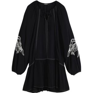 Desigual - Jurk - Zwart / Wit - Kort - Losse Pasvorm