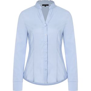 MORE & MORE - Klassieke Blouse - Lichtblauw - Katoen - Slanke Pasvorm, Lange Mouw