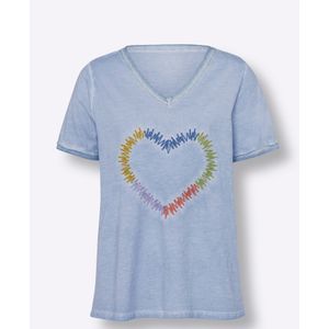 T-shirt - Ijsblauw - 100% Katoen - Gedessineerd