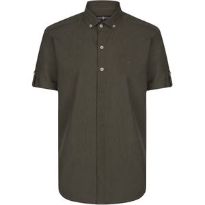 Jimmy Sanders - Linnen Katoen Blend Shirt - Khaki - Overhemd Heren