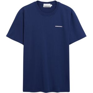 ARMEDANGELS - Shirt - Blauw - Ronde Hals - Halve Mouw - Losse Pasvorm