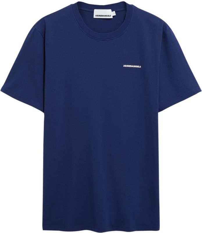 ARMEDANGELS - Shirt - Blauw - Ronde Hals - Halve Mouw - Losse Pasvorm