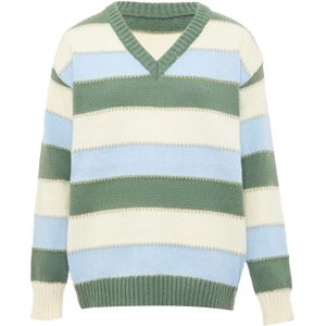 Jalene Trui  lichtblauw / donkergroen / natuurwit