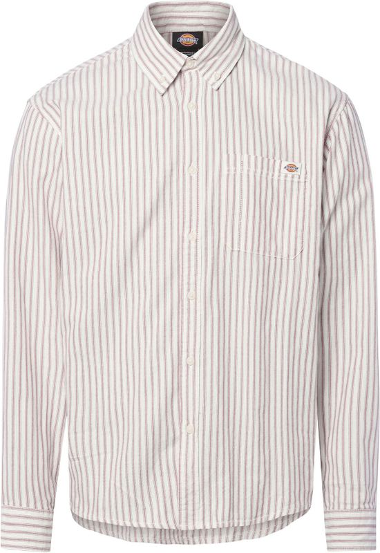 DICKIES - Overhemd - Ecru/Oudroze - Katoen - Lange Mouw - Regular Fit