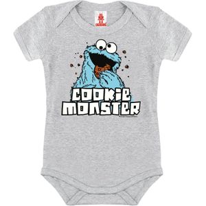 LOGOSHIRT Rompertje/body 'Cookie Monster'  grijs
