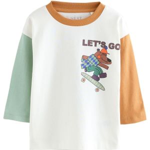 Next Shirt  bruin / mintgroen / oranje / wit