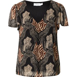VILA Blouse 'VILIORA'  beige / cognac / zwart