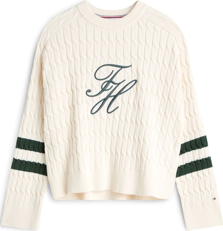 TOMMY HILFIGER Trui  lichtbeige / smaragd