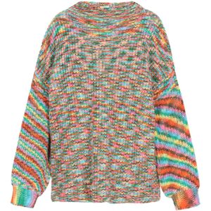 IZIA Trui  turquoise / lichtblauw / bruin / oranje