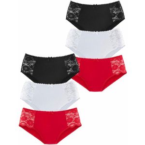 Petite fleur - Heupslip - Rood/Zwart/Wit - Set van 6 - Elastische Katoenkwaliteit