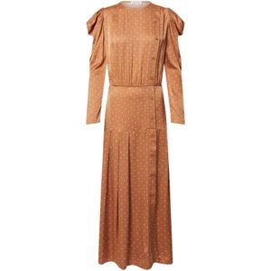 EDITED Jurk 'Thalisa'  lichtbruin / wit