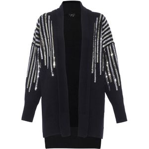 faina Gebreid vest  zilvergrijs / zwart