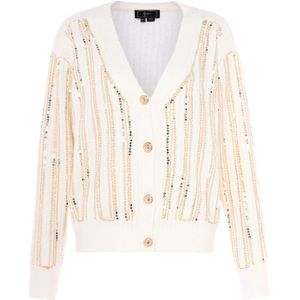 faina Gebreid vest  goud / wolwit