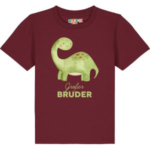 watabout.kids Shirt 'Dinosaurier Großer Bruder'  bruin / appel / bordeaux / wit