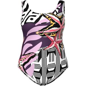 Ulla Popken Badpak  pruim / pastellila / oudroze / zwart / offwhite