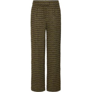 ICHI - Bandplooibroek - Donkerbruin - Bouclé - Loosefit - High Waist
