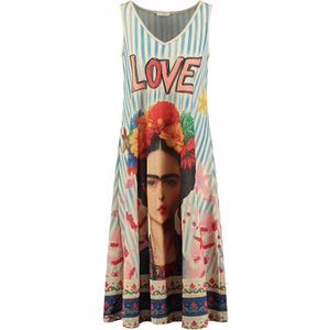Key Largo Jurk 'Love'  beige / lichtblauw / gemengde kleuren