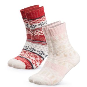 Occulto Sokken 'Merino Wollsocken Lumi'  crème / rosa / rood