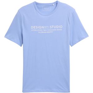 TOM TAILOR DENIM - Shirt - Duifblauw - Ronde Hals - Kwartmouw