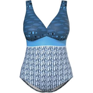 Ulla Popken Badpak  blauw / azuur / donkerblauw