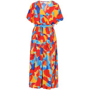 IZIA Jurk 'Spring Summer'  blauw / hemelsblauw / curry / rood