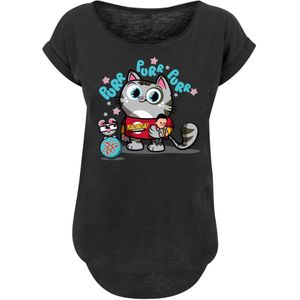 F4NT4STIC Shirt 'Bazinga Kitty'  aqua / grijs / purper / zwart