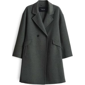 Lange wollen jas met reverskraag, model 'Havilda'