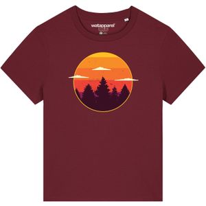 Watapparel Shirt 'Sunset forest'  crème / lila / oranje / rood / bordeaux