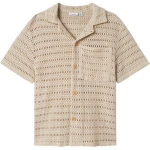 Shirt - Lichtblauw - Geweven Stof - Korte Mouwen - Regular Fit