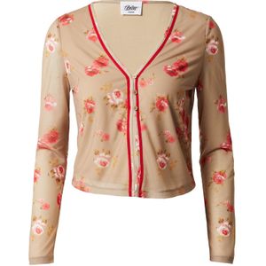 Bella x ABOUT YOU Gebreid vest 'Sarah'  donkerbeige / olijfgroen / rood