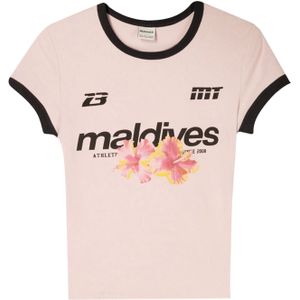 Bershka Shirt  geel / poederroze / oudroze / zwart