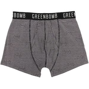 GREENBOMB Boxershorts 'Bike Geo'  grijs gemêleerd / zwart
