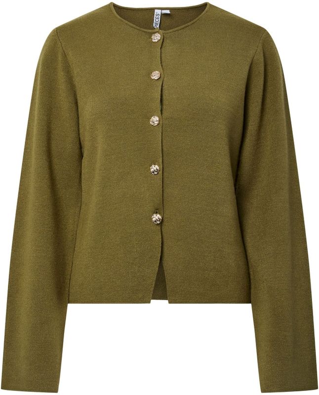 Pcfarie - Gebreid Vest - Ronde Hals - Lange Mouwen - Knoopsluiting