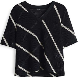 OPUS - Shirt 'Gemukki' - Zwart/Wit - T-shirt - Ronde Hals - Halve Mouw