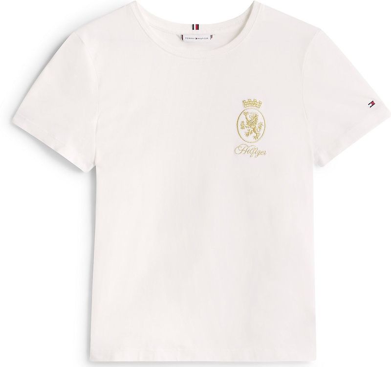 Tommy Hilfiger - Shirt - Goud/Wit - Jersey - Ronde Hals