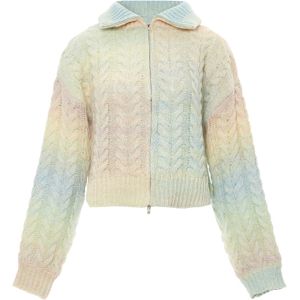 Sookie Gebreid vest  lichtblauw / lichtgroen / lichtroze